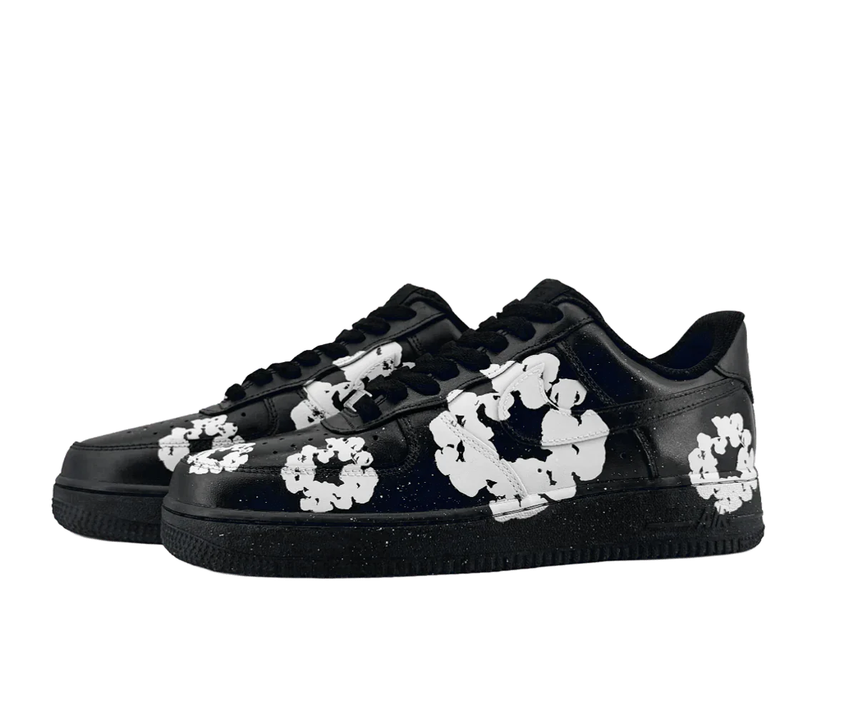 Customized sneakers Nike Air Force 1 Black Leather Flowers - Image 3