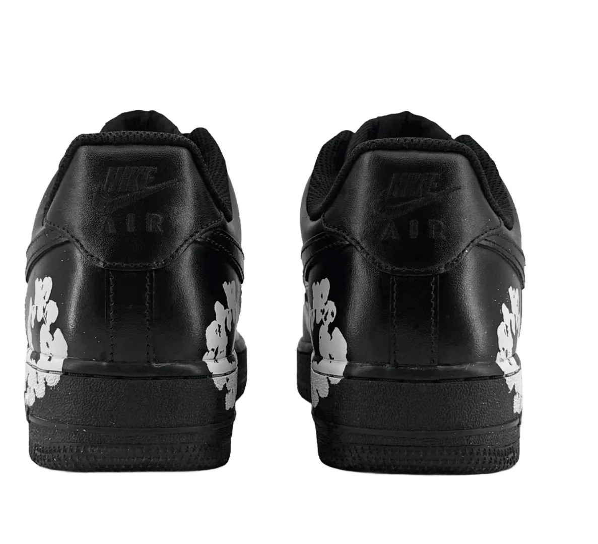 Customized sneakers Nike Air Force 1 Black Leather Flowers - Image 4