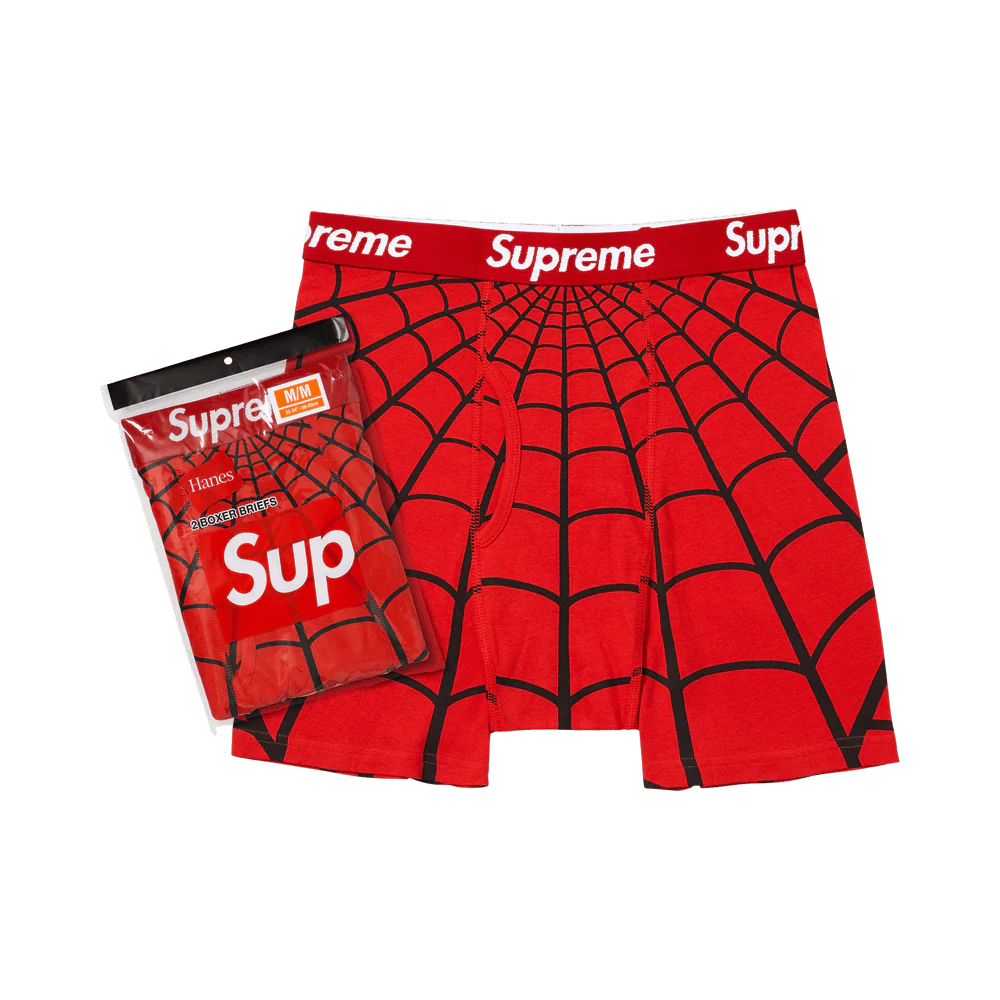Supreme Hanes Spider-Man Boxer Briefs (2 Pack) Red